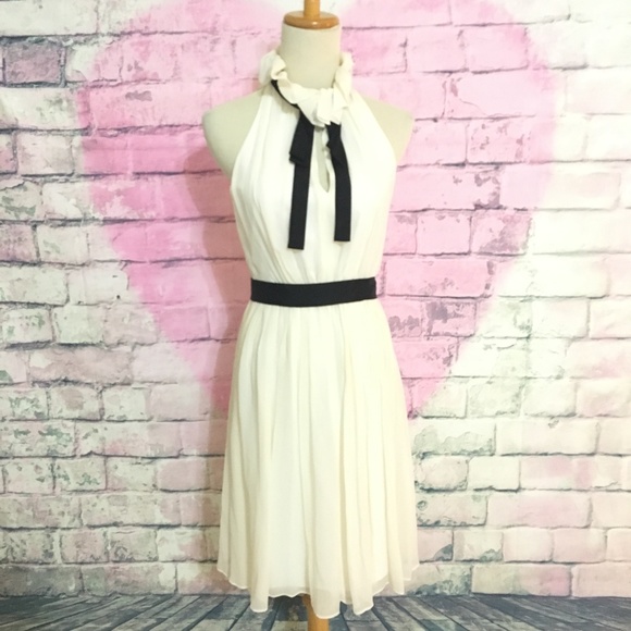 Club Monaco Dresses & Skirts - Club Monaco Silk white/black high collar dress